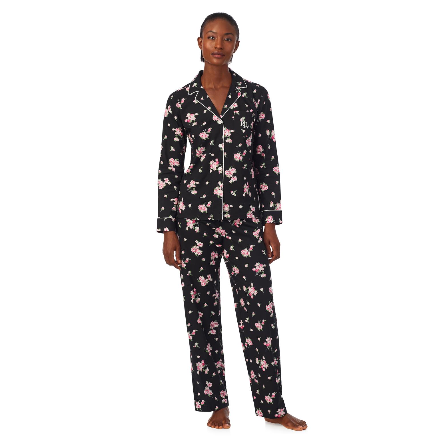 Lauren Ralph Lauren Cotton Poplin L/S Notch Collar Pajama Set